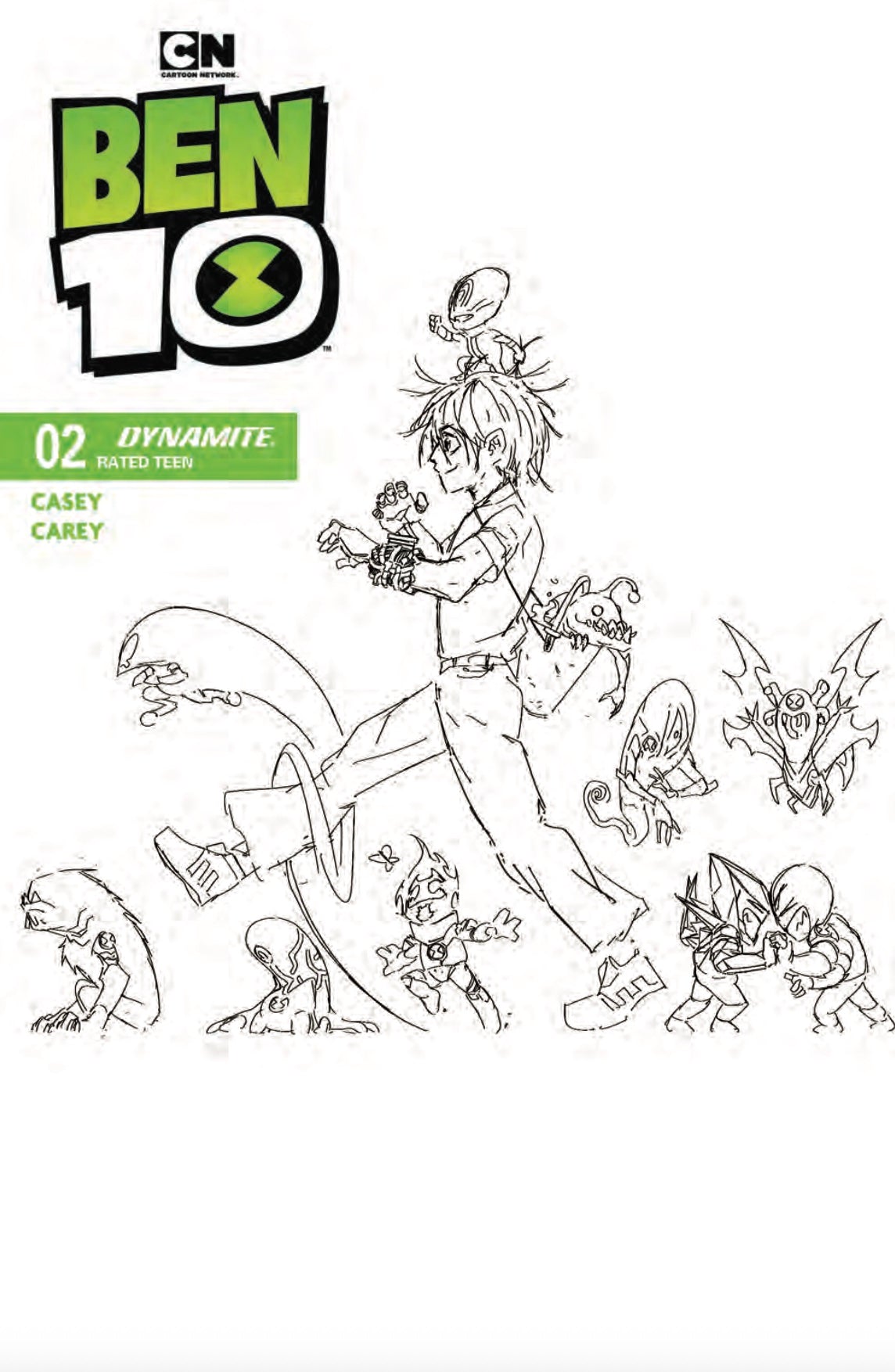 Ben 10 #2 Cover ZI – Dynamite Com Lucas Lee Garza Line Art