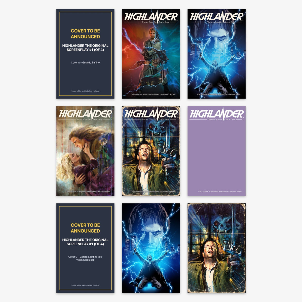 Highlander the Original Screenplay #1 (of 4) Bundle – Covers A–G, I, K (includes cover to be announced)