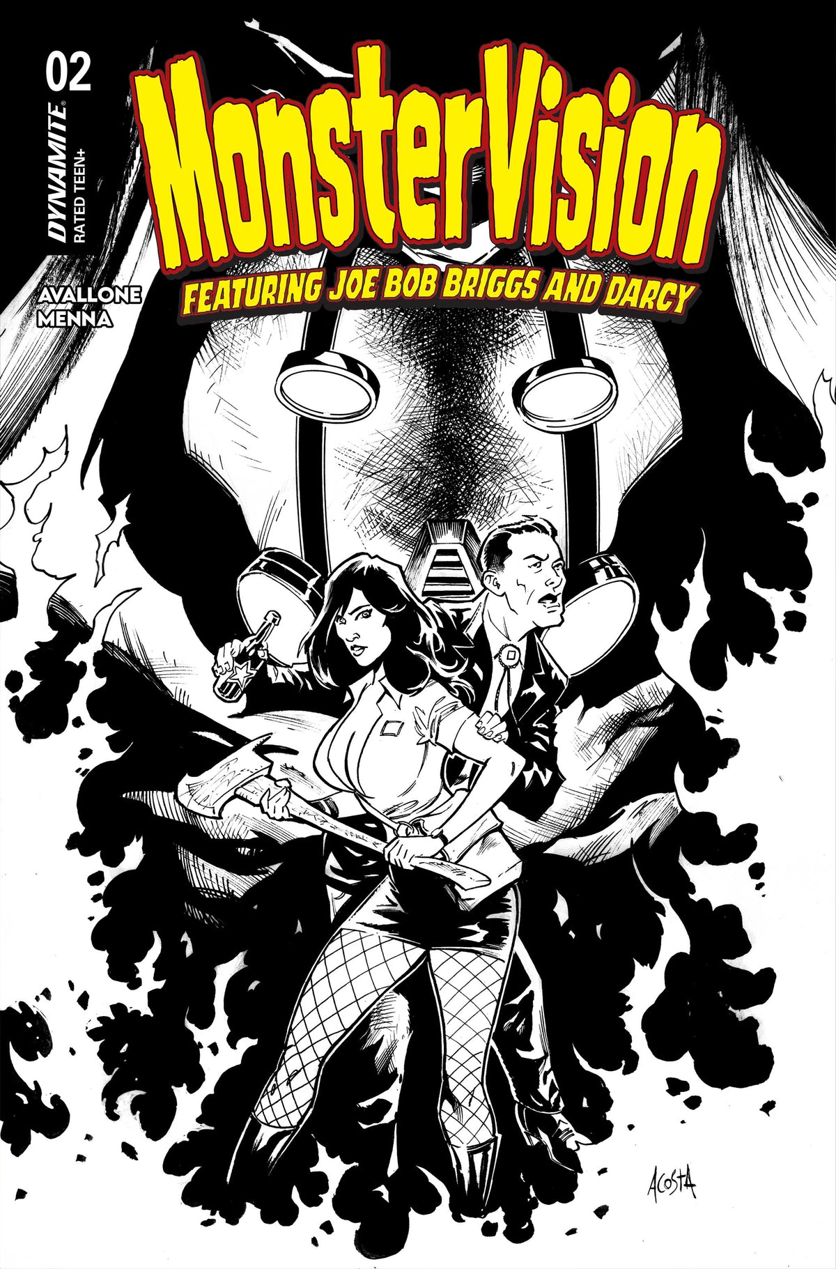 Monstervision Featuring Joe Bob Briggs and Darcy #2 Cover G – 1:15 Ratio Dave Acosta Line Art Variant