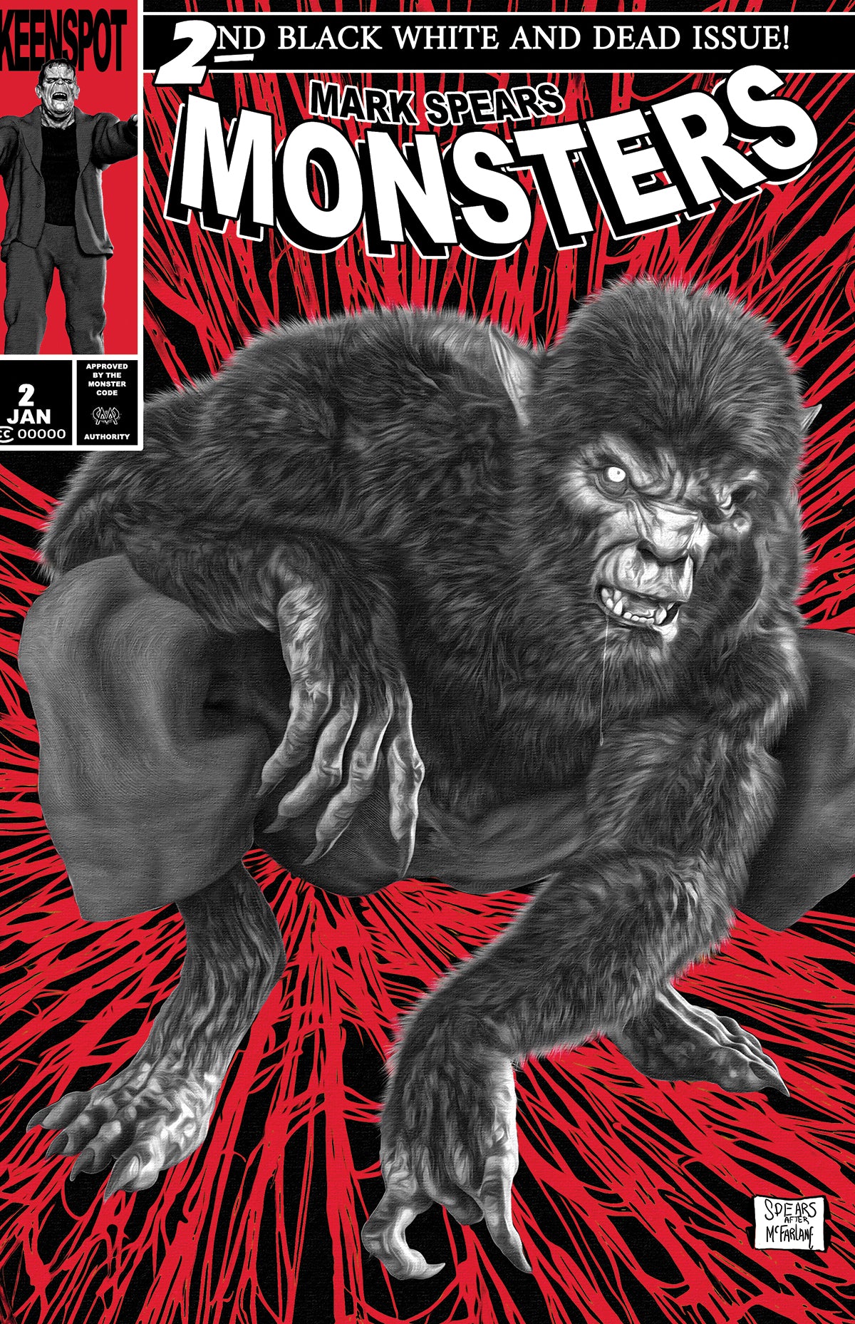 Mark Spears Monsters #2 4TH PTG BLACK WHITE & DEAD EDITION Cover C – Mark Spears Spider Man #1 Homage Variant