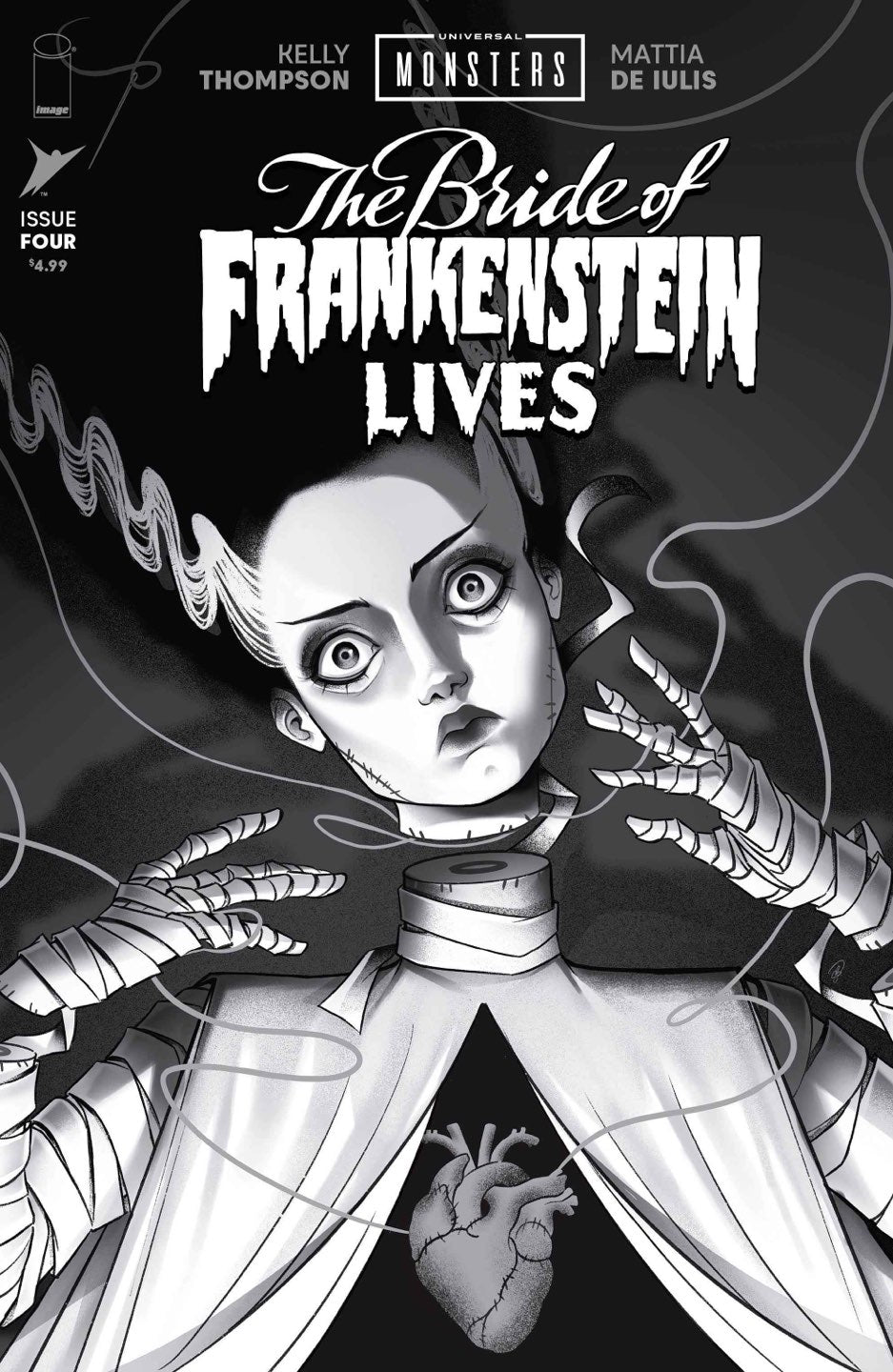 Universal Monsters the Bride of Frankenstein Lives #4 (of 4) Cover D – 1:25 Sweeney Boo Classic Horror B&W