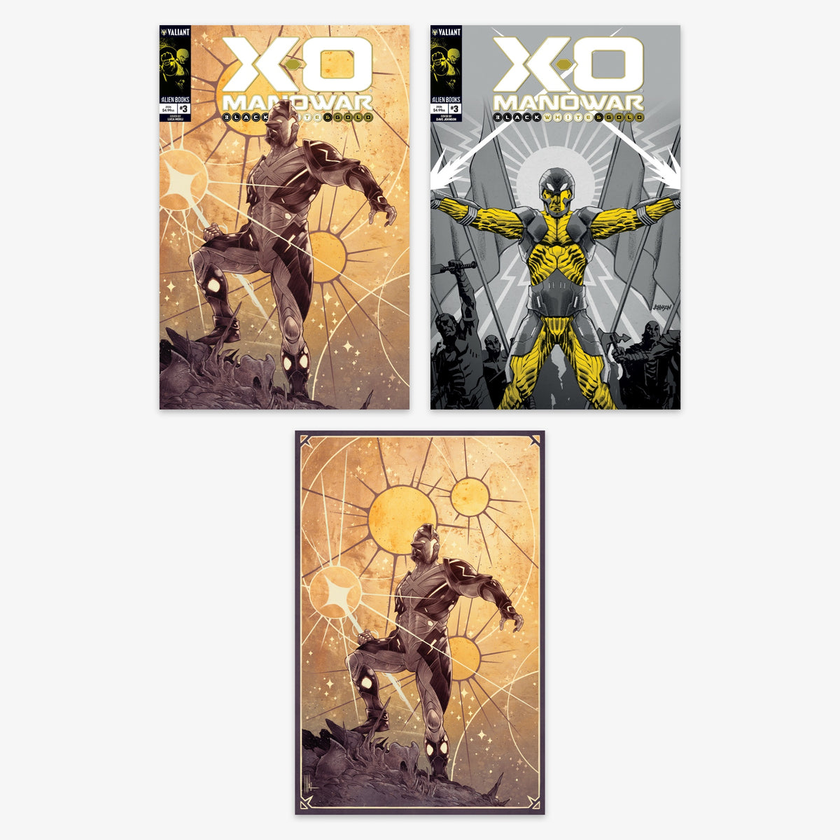X-O Manowar: Black, White & Gold #3 Bundle – Covers A–C
