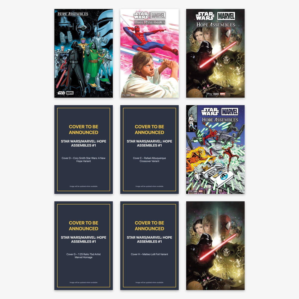 Star Wars/Marvel: Hope Assembles #1 Bundle – Covers A–I (incl. Ratio Incentives)
