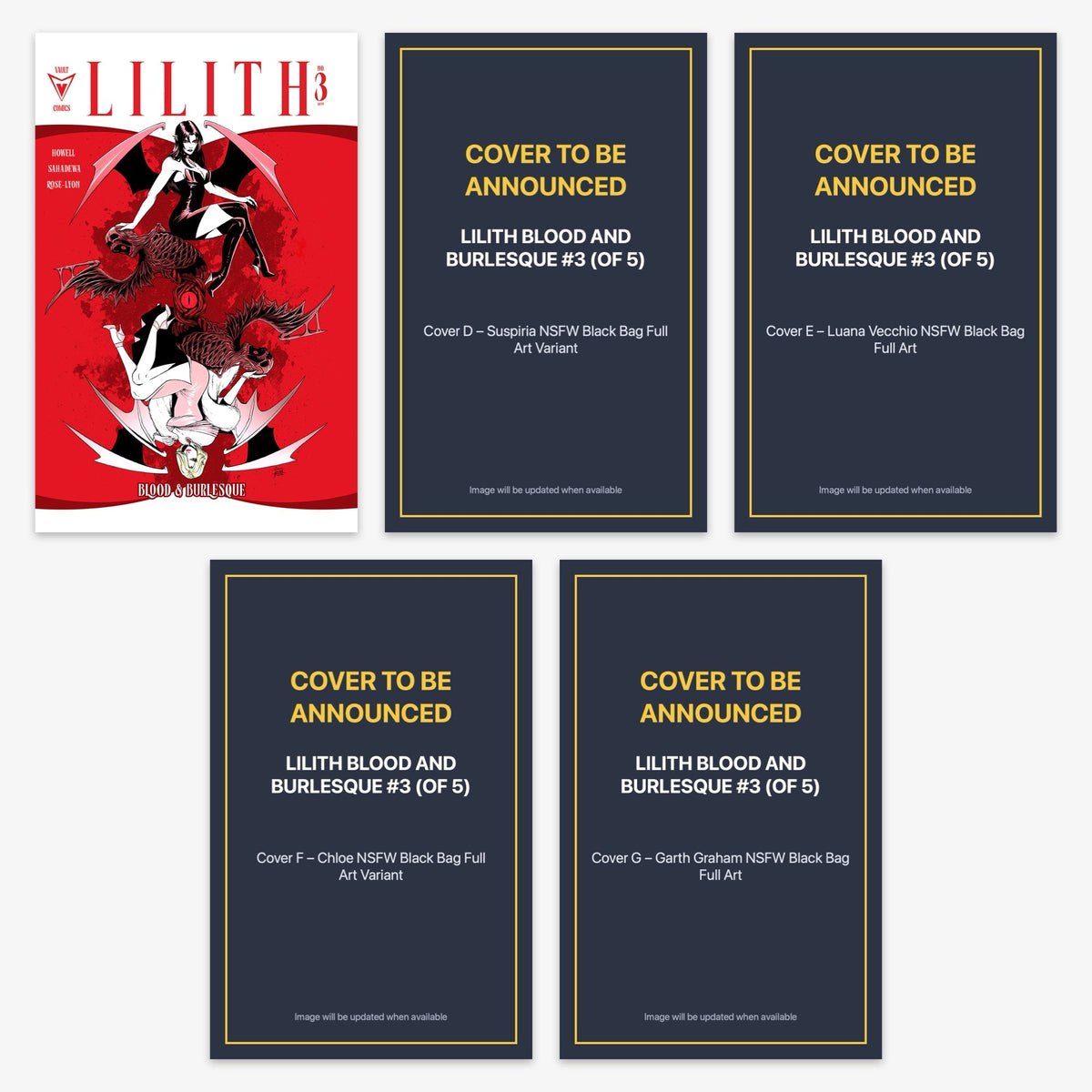 Lilith Blood and Burlesque #3 (of 5) Bundle – Covers A, D–G (No Incentive)