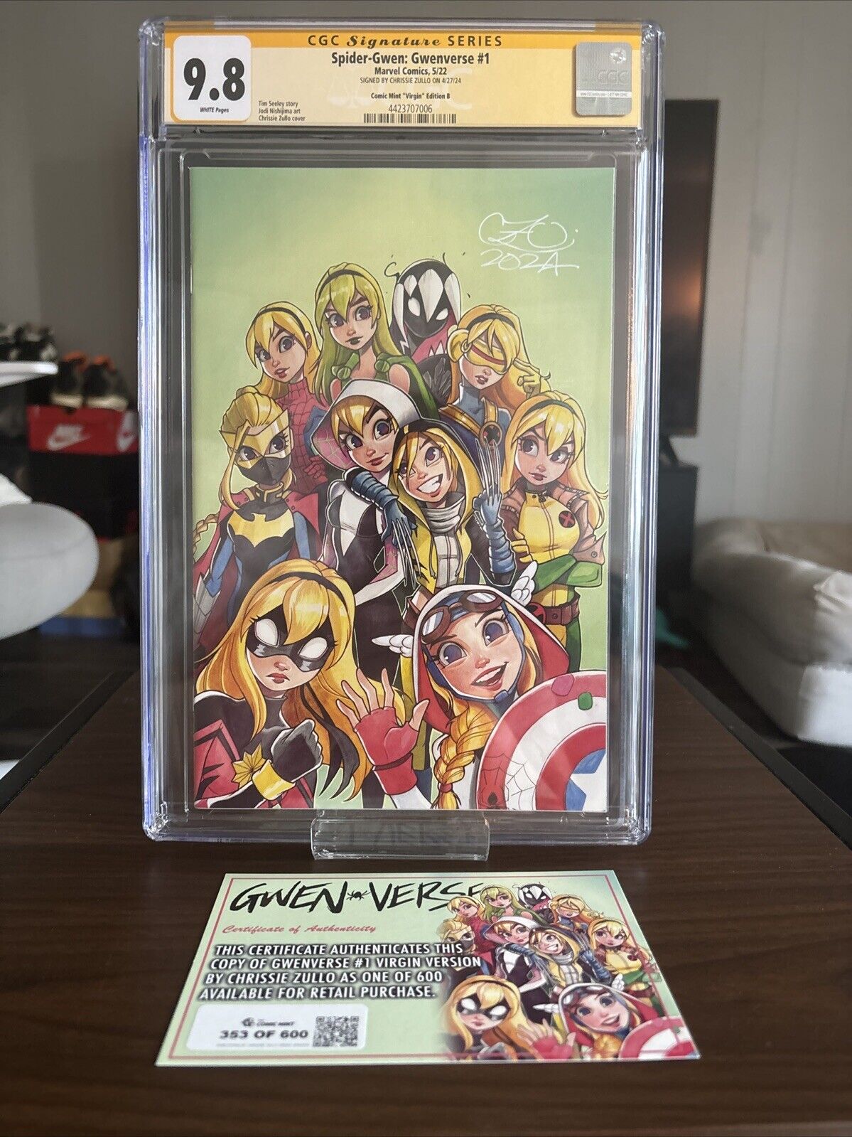 SPIDER-GWEN: GWENVERSE #1 TCM VARIANT SIGNED BY CHRISSIE ZULLO CGC 9.8 #353/600