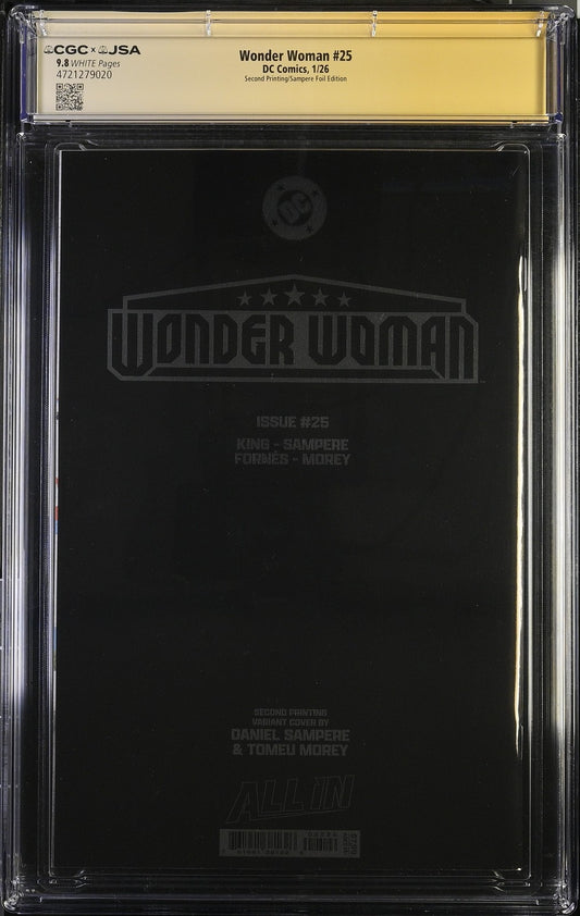 Wonder Woman #25 - 2nd Print FOIL - CGCxJSA 9.8 SIGNED by Tom King