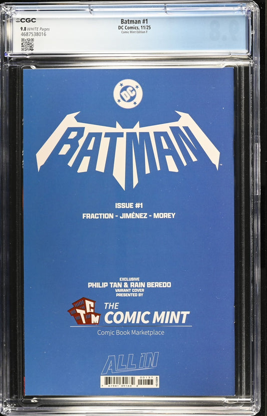 BATMAN #1 TCM PHILIP TAN APPRECIATION VIRGIN VARIANT CGC 9.8