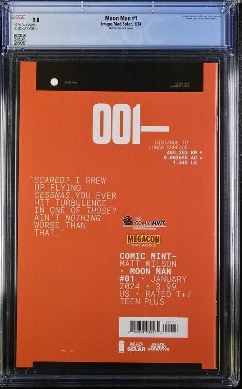MOON MAN #1 TCM MATT WILSON MEGACON VIRGIN VARIANT CGC 9.8