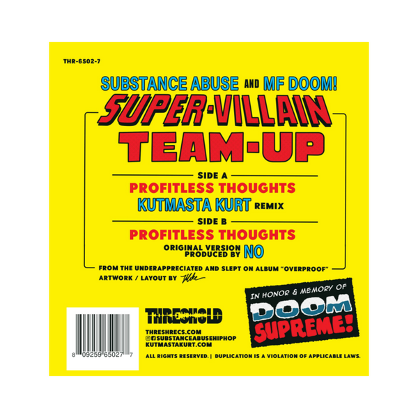 MF Doom & Substance Abuse ‘Super-Villain Team-Up’ Yellow 7" Vinyl 32/100