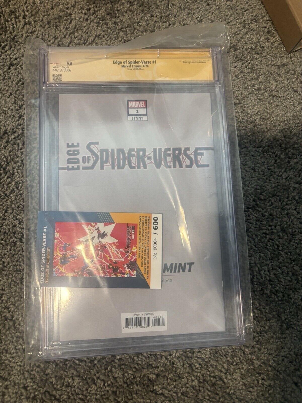 Edge of Spider-Verse #1 - CGC SS 9.8 - Signed By Nicoletta Baldari - COA 4/600
