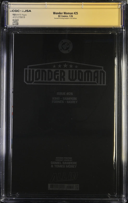 Wonder Woman #25 - 2nd Print FOIL - CGCxJSA 9.8 SIGNED by Tom King