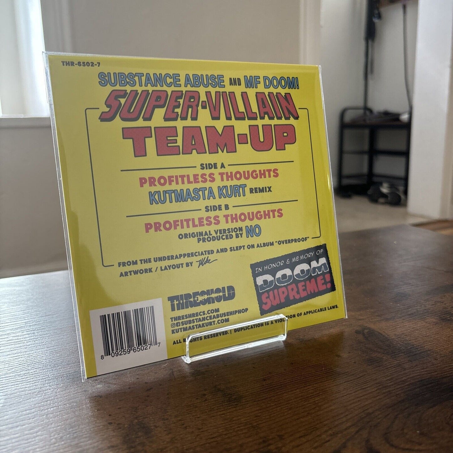 MF Doom & Substance Abuse ‘Super-Villain Team-Up’ Yellow 7" Vinyl 32/100