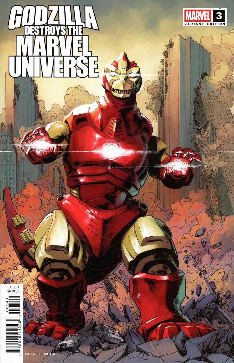 Godzilla Destroys The Marvel Universe #3 Dave Wachter Marvelized Iron Man Zilla