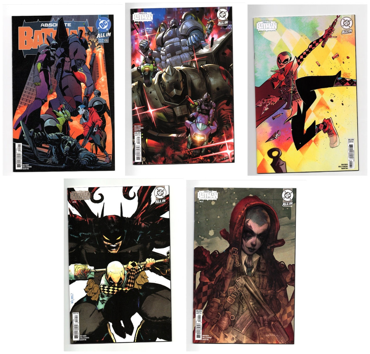ABSOLUTE BATMAN #22 COVER A-E 5 BOOK BUNDLE SET