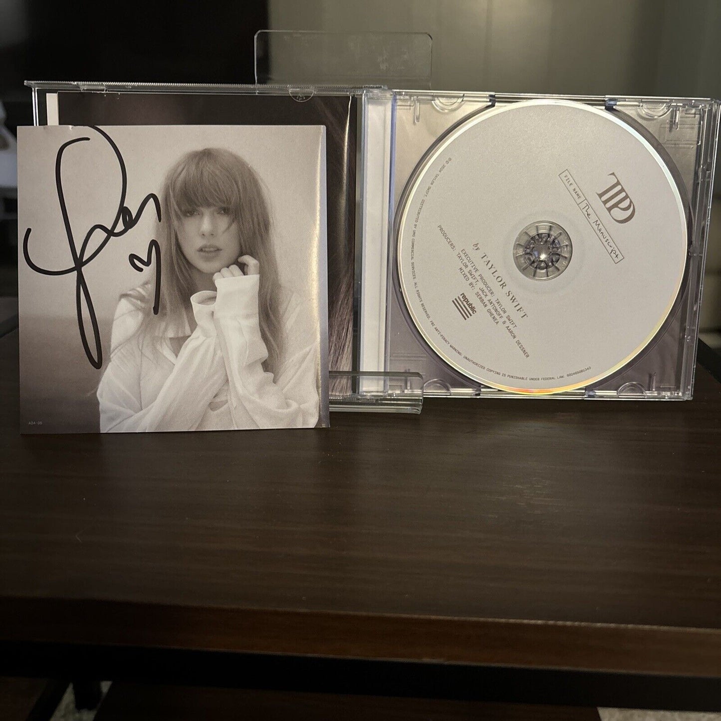Taylor Swift Signed Tortured Poets Department CD With Rare Heart Signature
