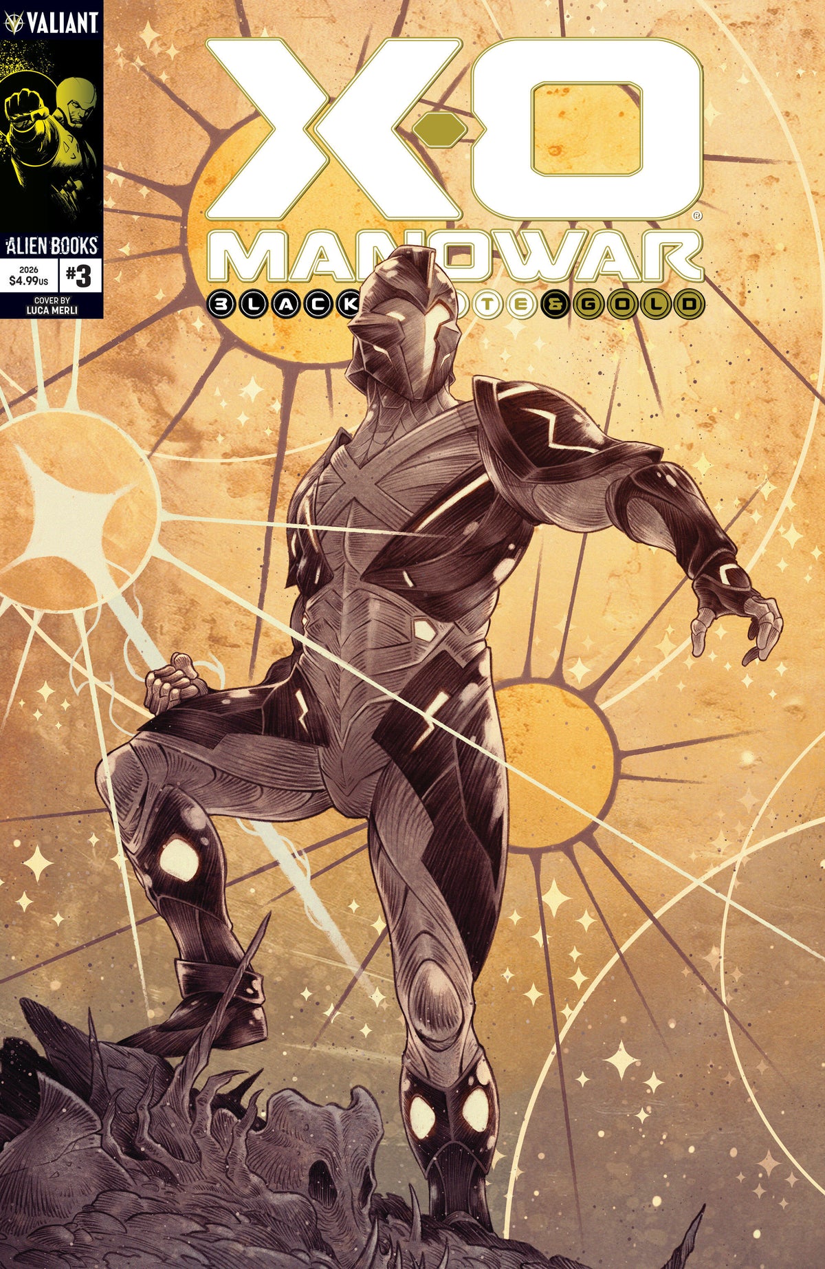 X-O Manowar: Black, White & Gold #3 Cover A – Luca Merli
