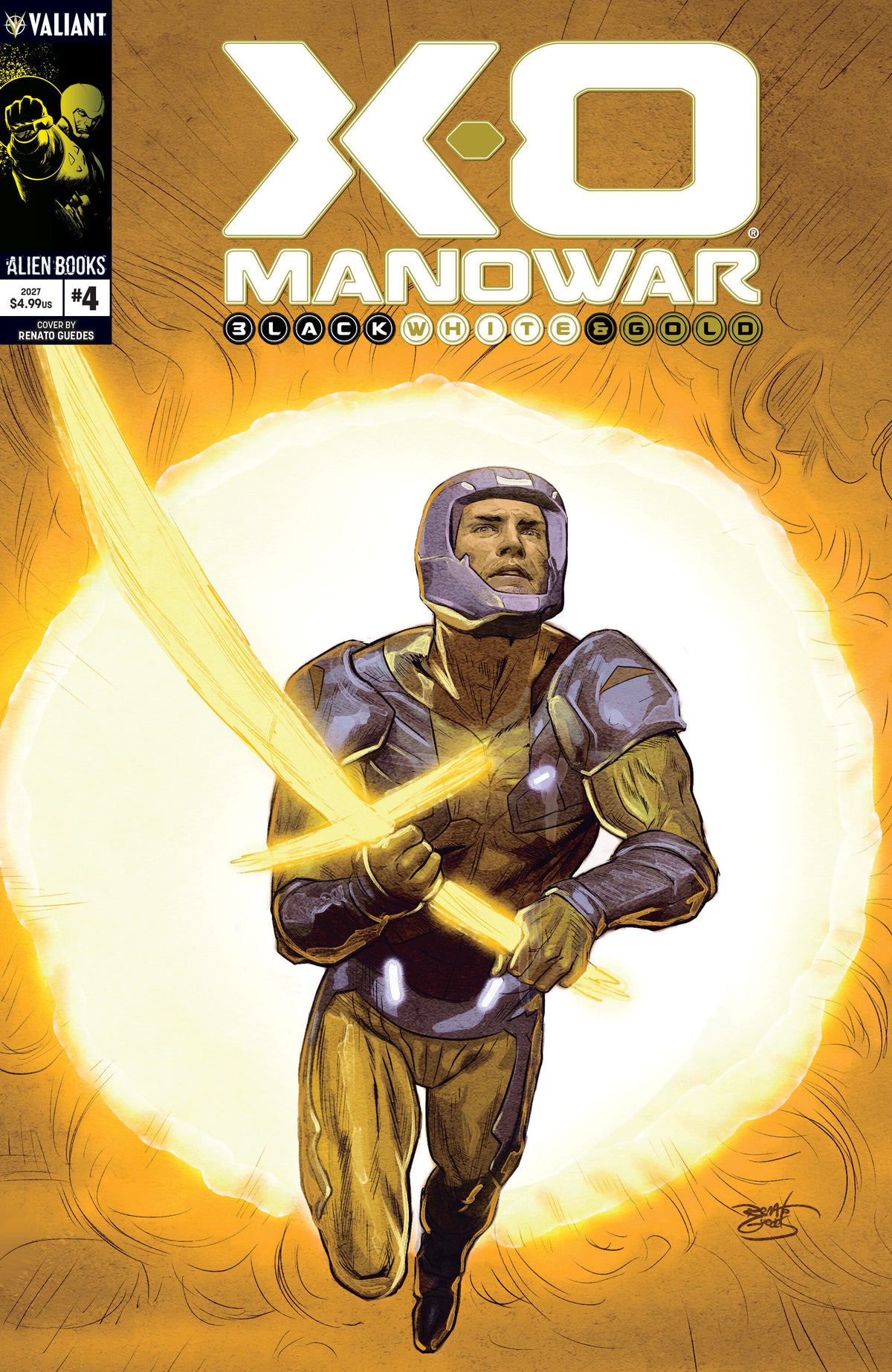 X-O Manowar: Black, White & Gold #4 Cover A – Guedes