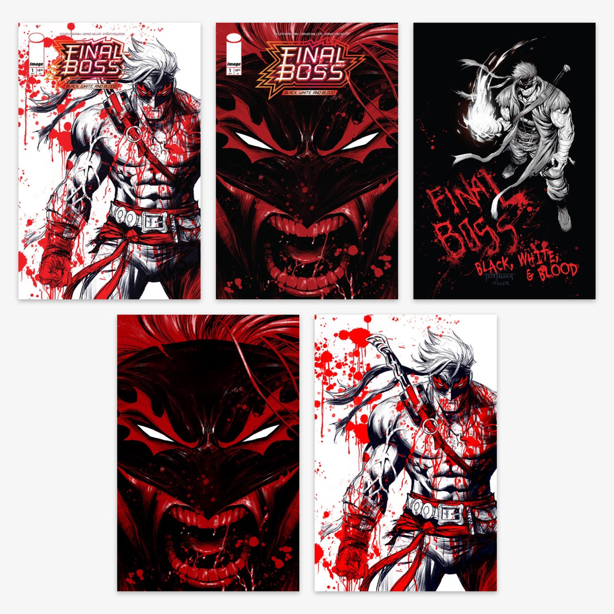 Final Boss #1 BLACK WHITE AND BLOOD REPRINT Bundle – Covers A–E (incl. Ratio Incentives)
