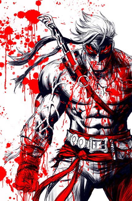 Final Boss #1 BLACK WHITE AND BLOOD REPRINT Cover E – 1:50 Ratio Tyler Kirkham Virgin Foil