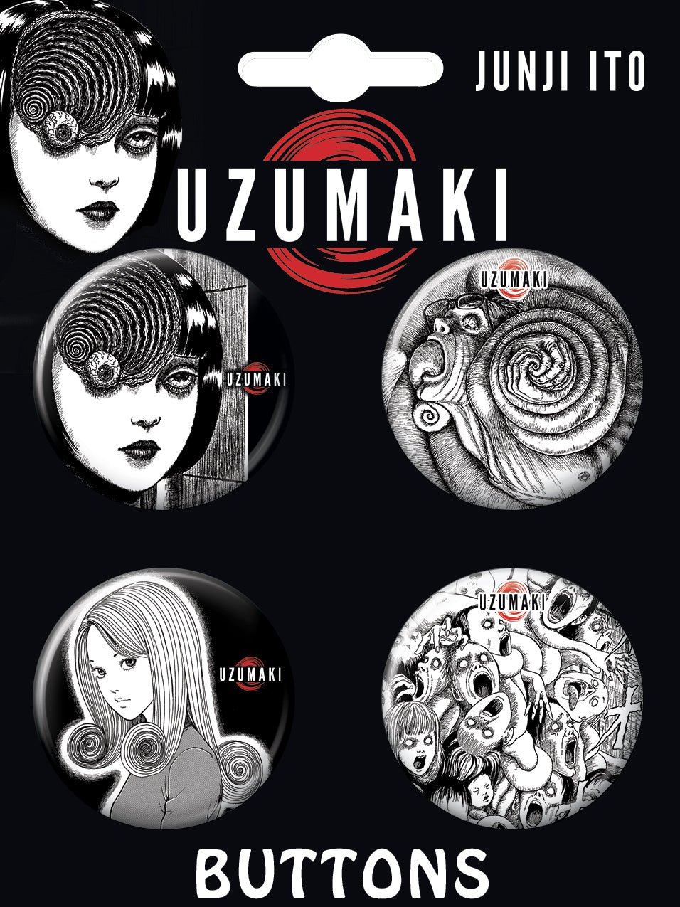 Ata-Boy Junji Ito Uzumaki Carded 4 Button Set Default Title