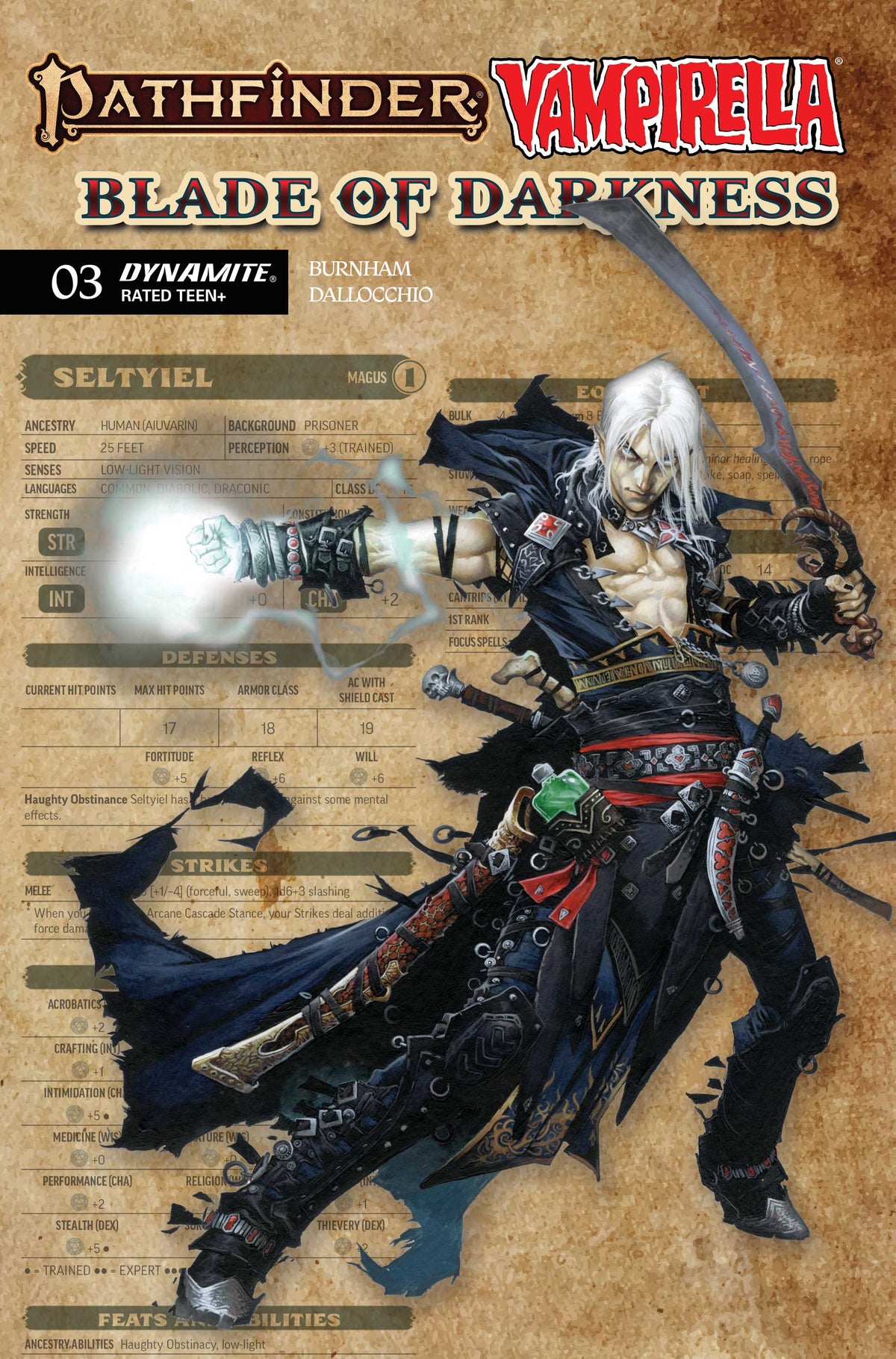 Pathfinder Vampirella Blade of Darkness #3 Cover C – Wayne Reynolds Character Sheet Variant