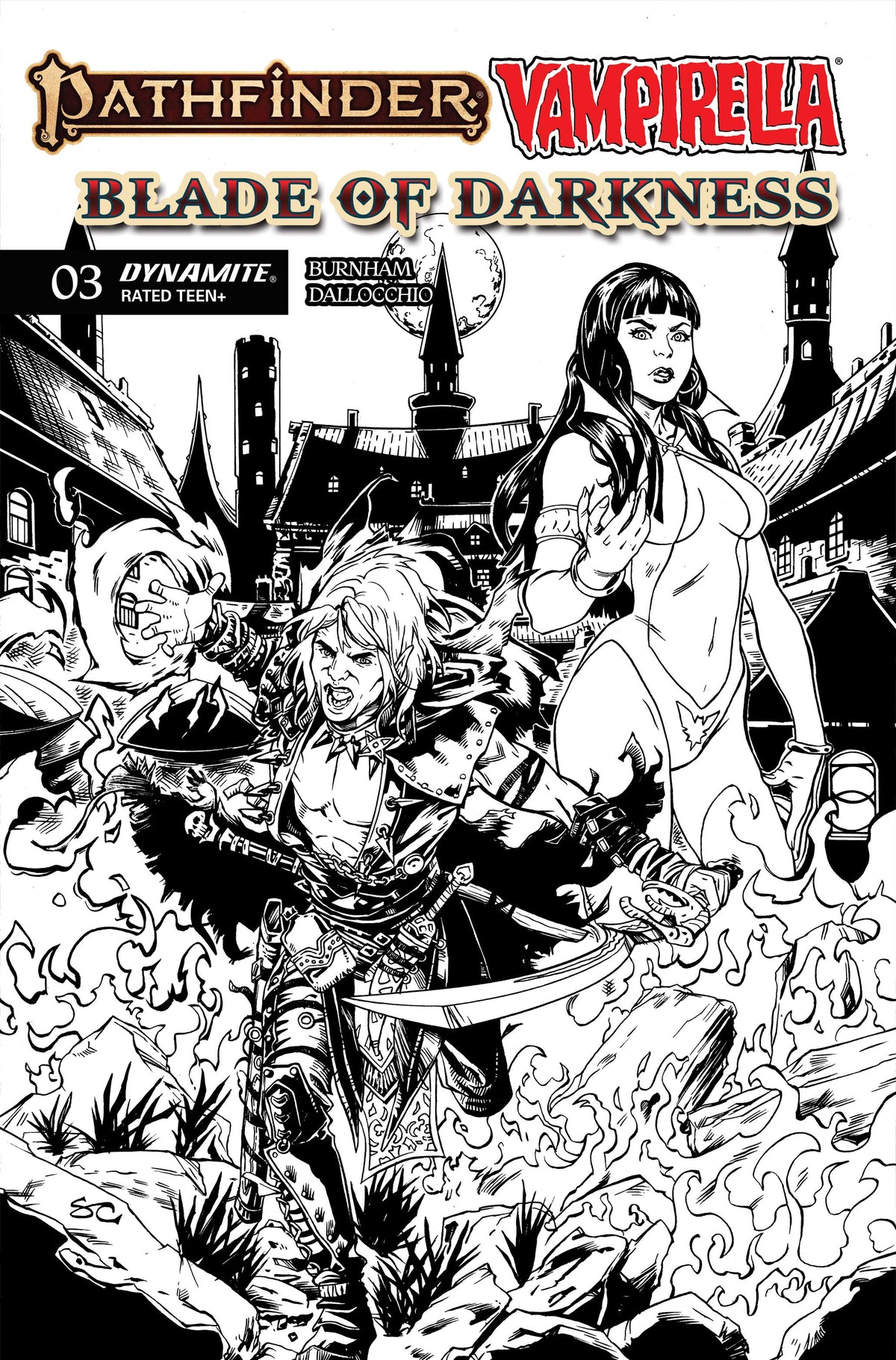 Pathfinder Vampirella Blade of Darkness #3 Cover F – 1:10 Ratio Steven Cummings Line Art Variant