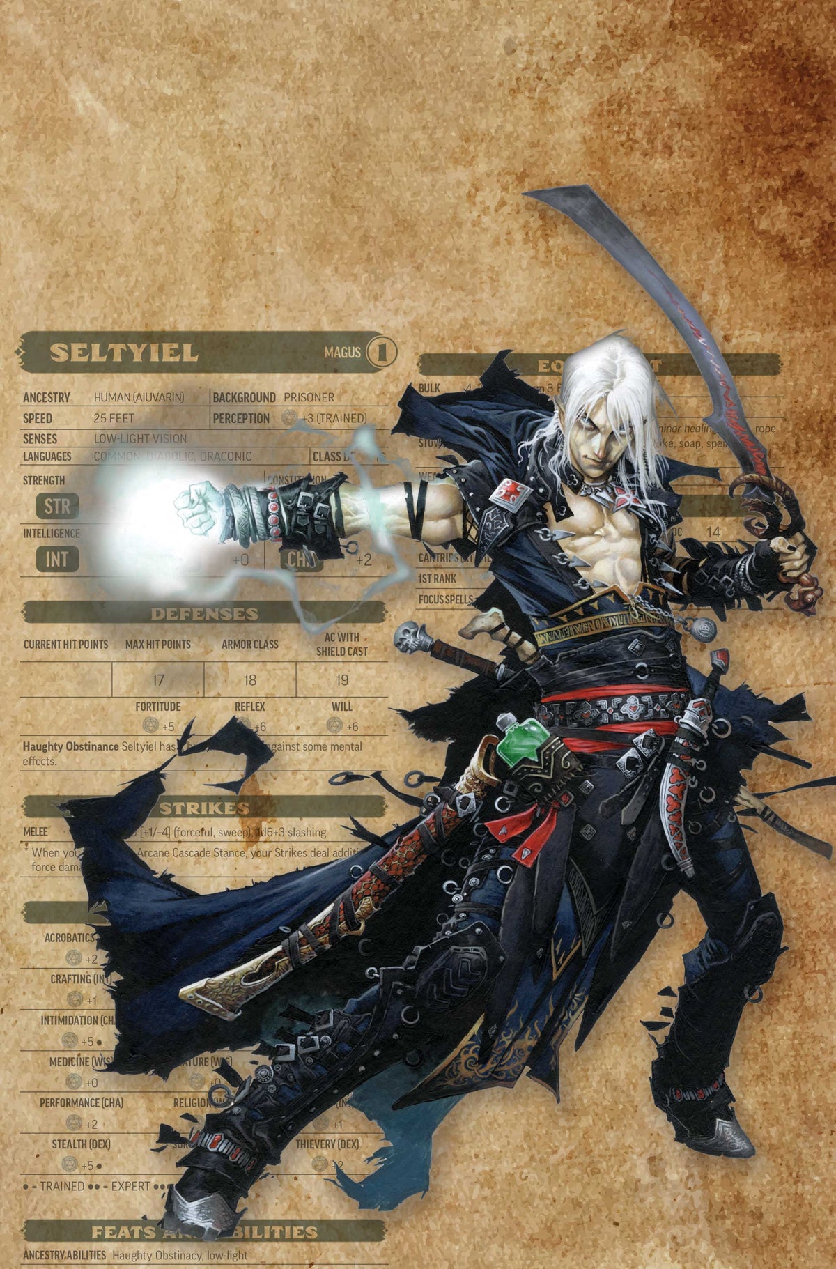 Pathfinder Vampirella Blade of Darkness #3 Cover G – 1:15 Ratio Wayne Reynolds Character Sheet Virgin Variant