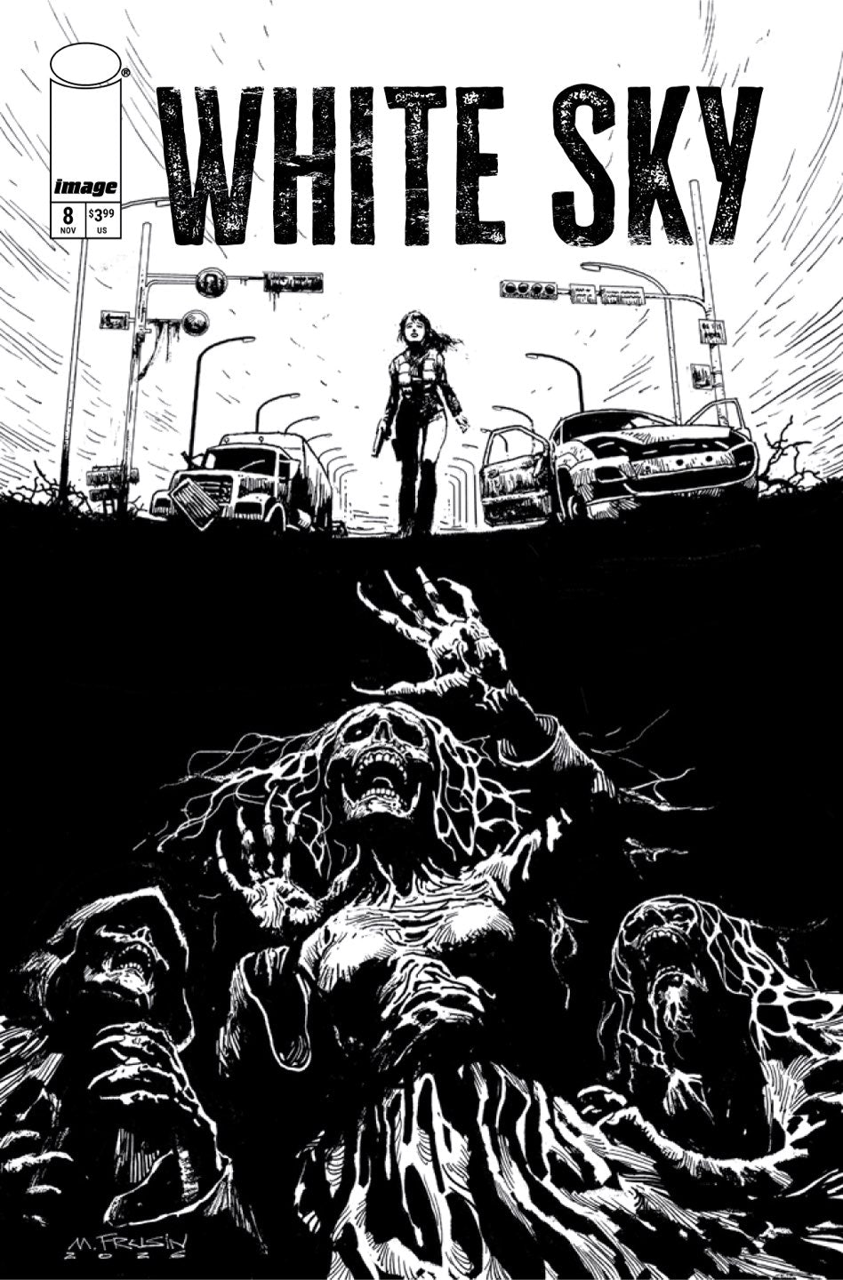 White Sky #8 Cover B – Marcelo Frusin B&W Variant