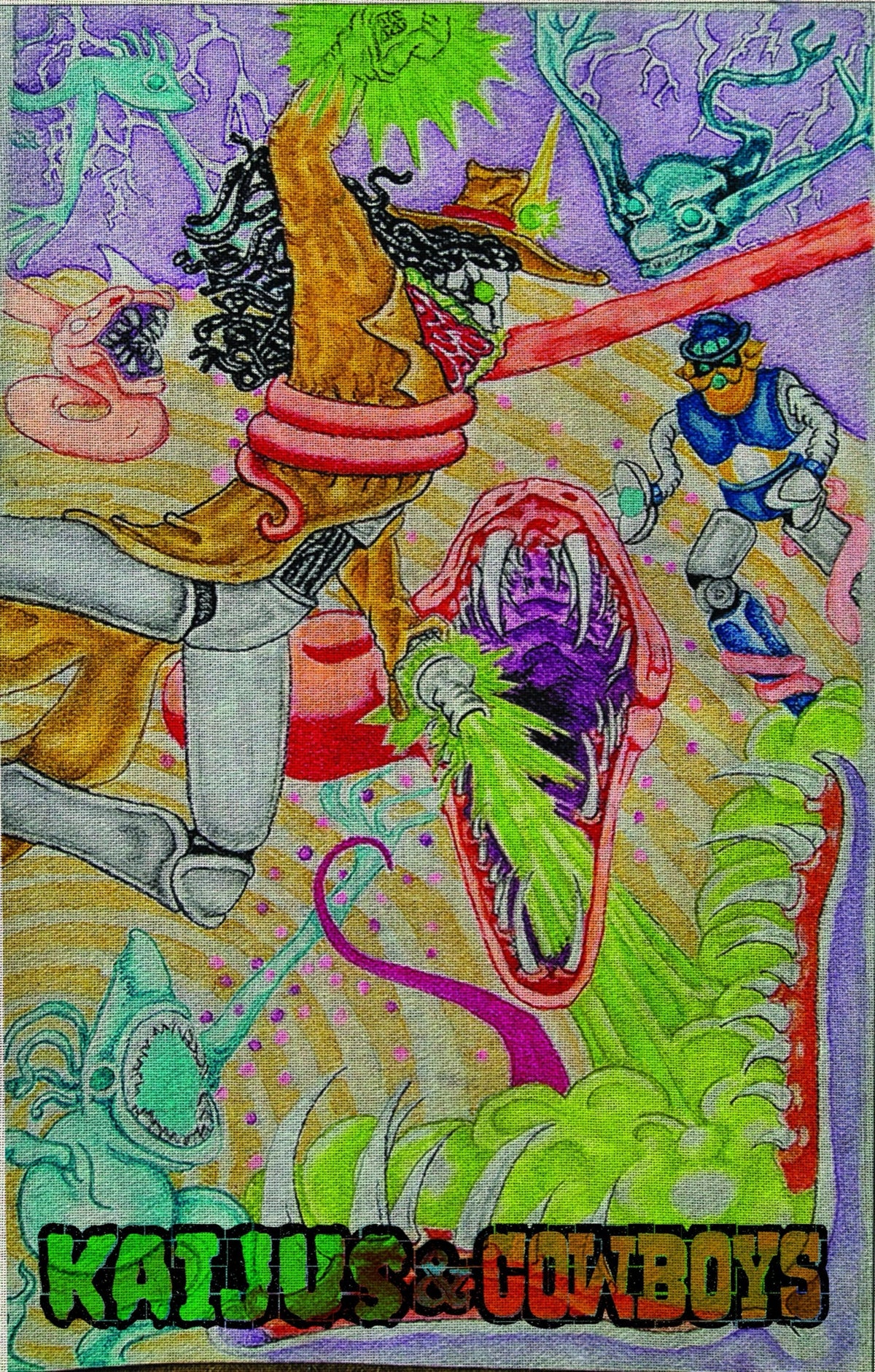 Kaijus and Cowboys #3 (of 12) Cover C – Heather Ewers Tapestry Variant