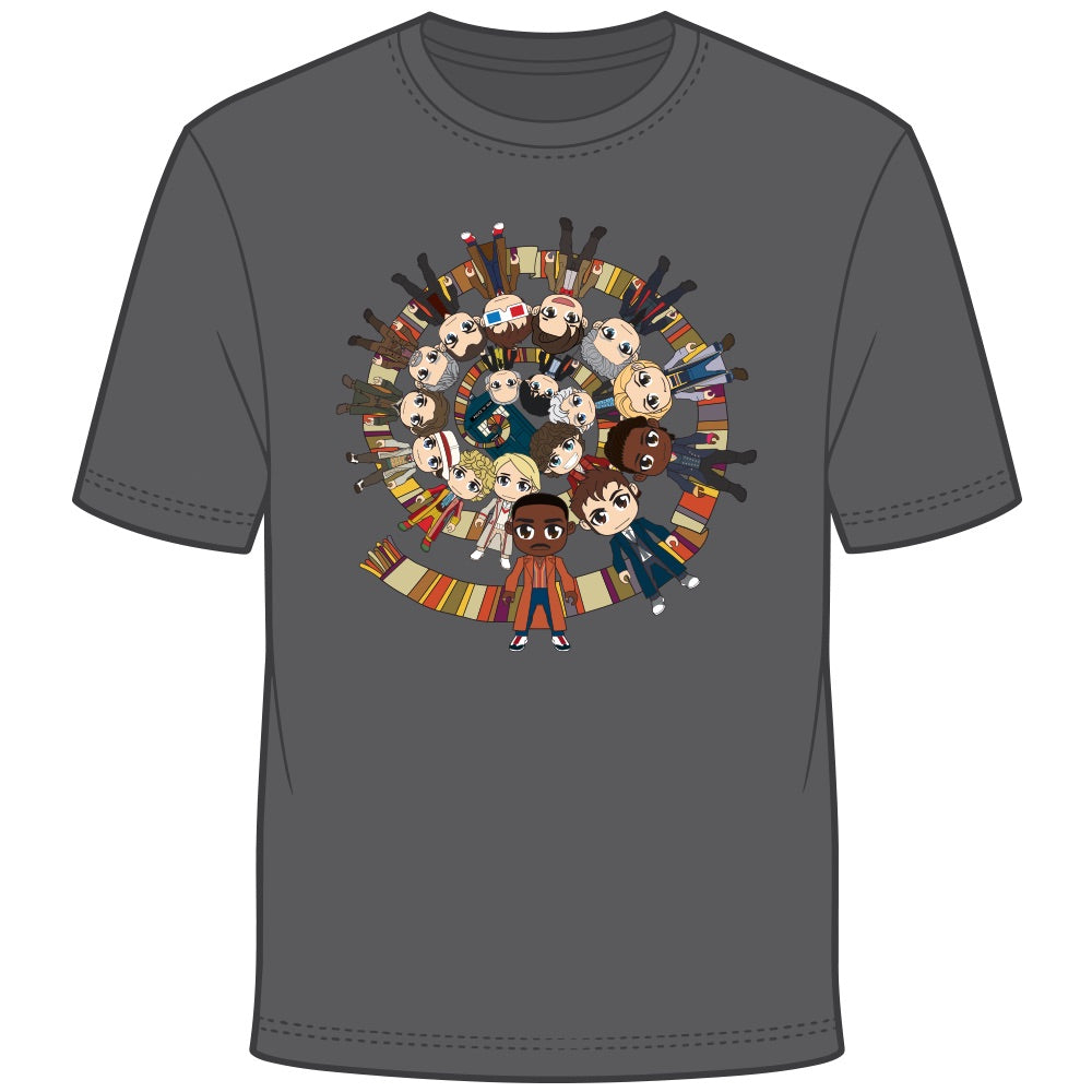 Doctor Who Kawaii Titans Doctors Scarf Vortex by Kelly Yates T-Shirt S Default Title