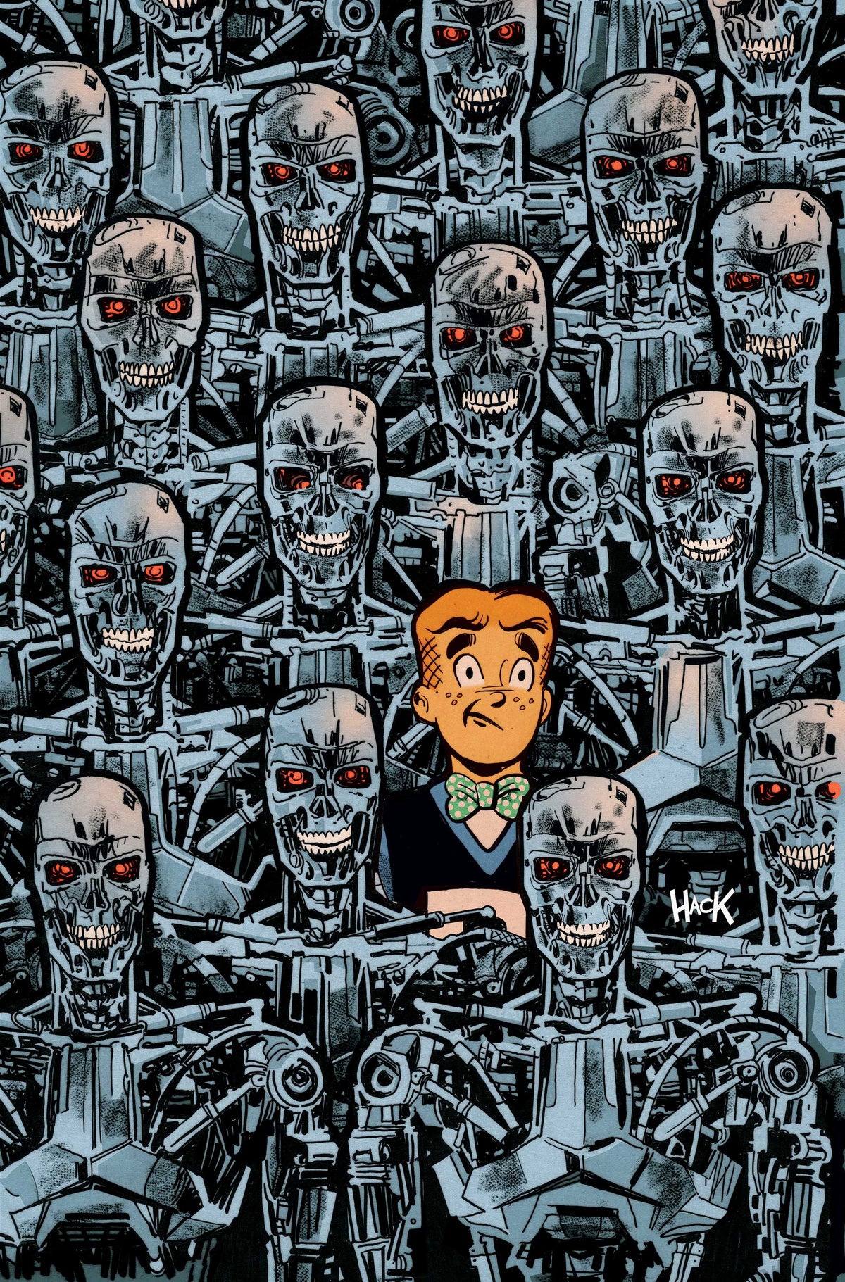 Archie vs the Terminator #4 Cover F – Robert Hack Ltd Virgin Variant