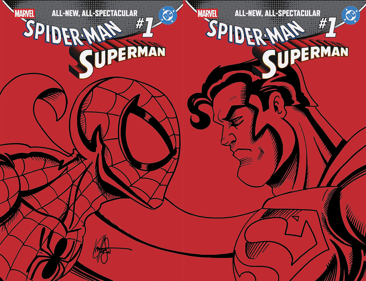 Df Marvel DC Spider-Man Superman #1 RED BLANK VARIANT TWO COVER SET SIGNED Default Title