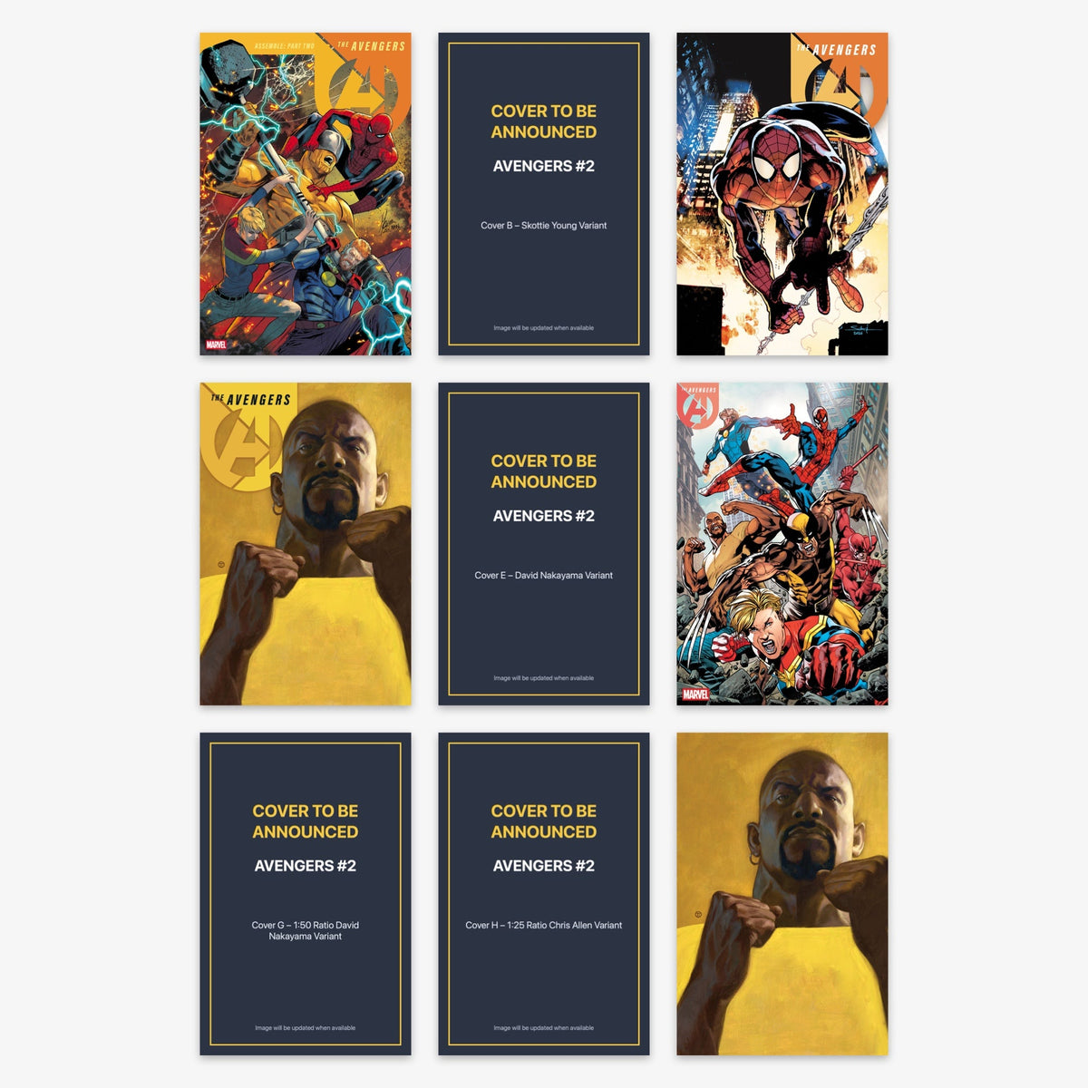 Avengers #2 Bundle – Covers A–I (incl. Ratio Incentives)