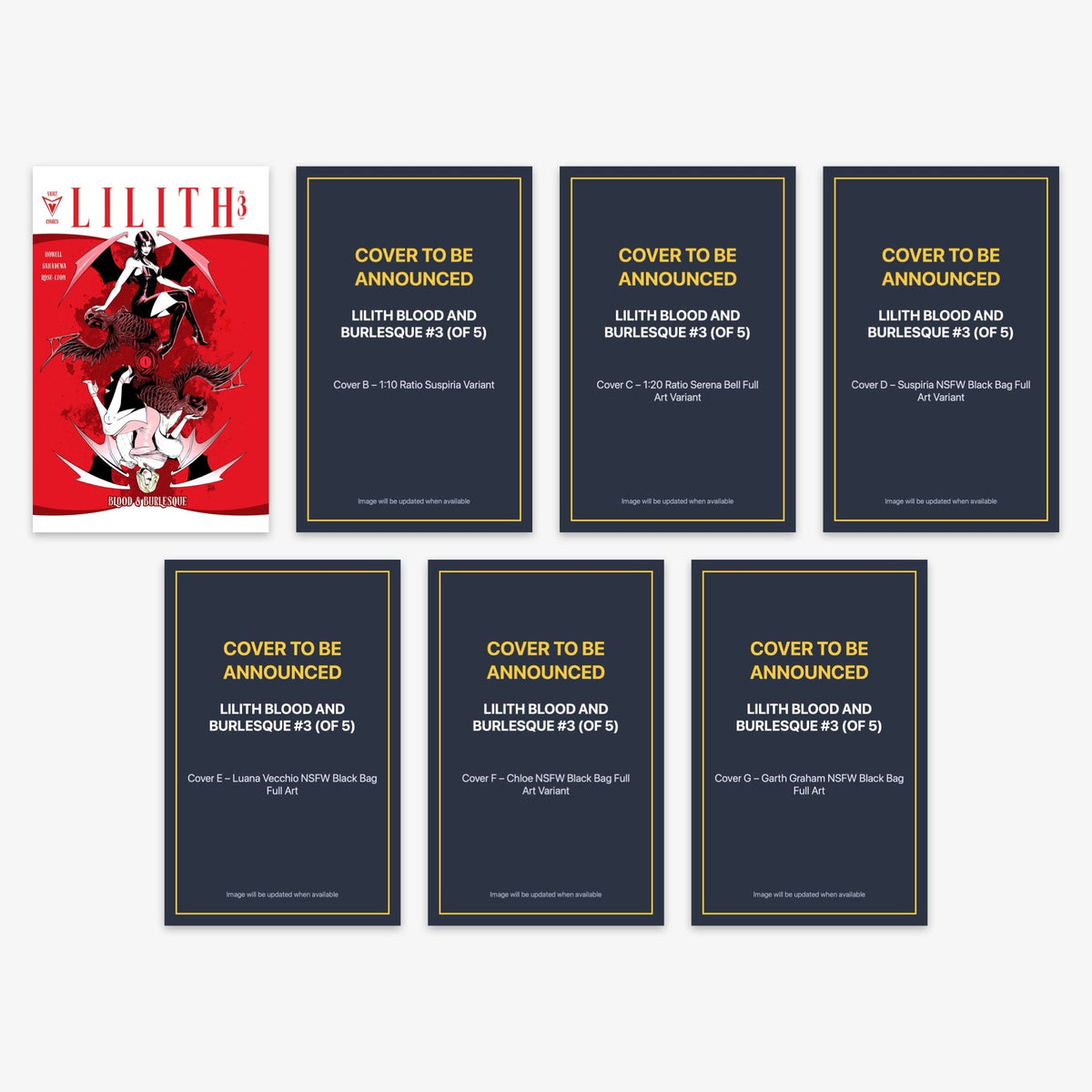 Lilith Blood and Burlesque #3 (of 5) Bundle – Covers A–G (incl. Ratio Incentives)