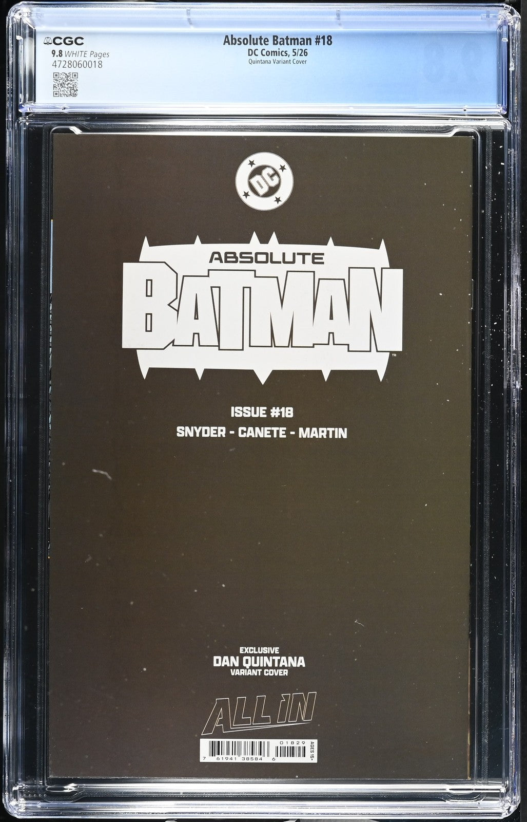 Absolute Batman #18 Quintana LTD 1000 CGC 9.8
