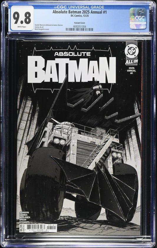 Absolute Batman Annual #1 CGC 9.8 Dragotta Variant Cover B 1st Batmobile