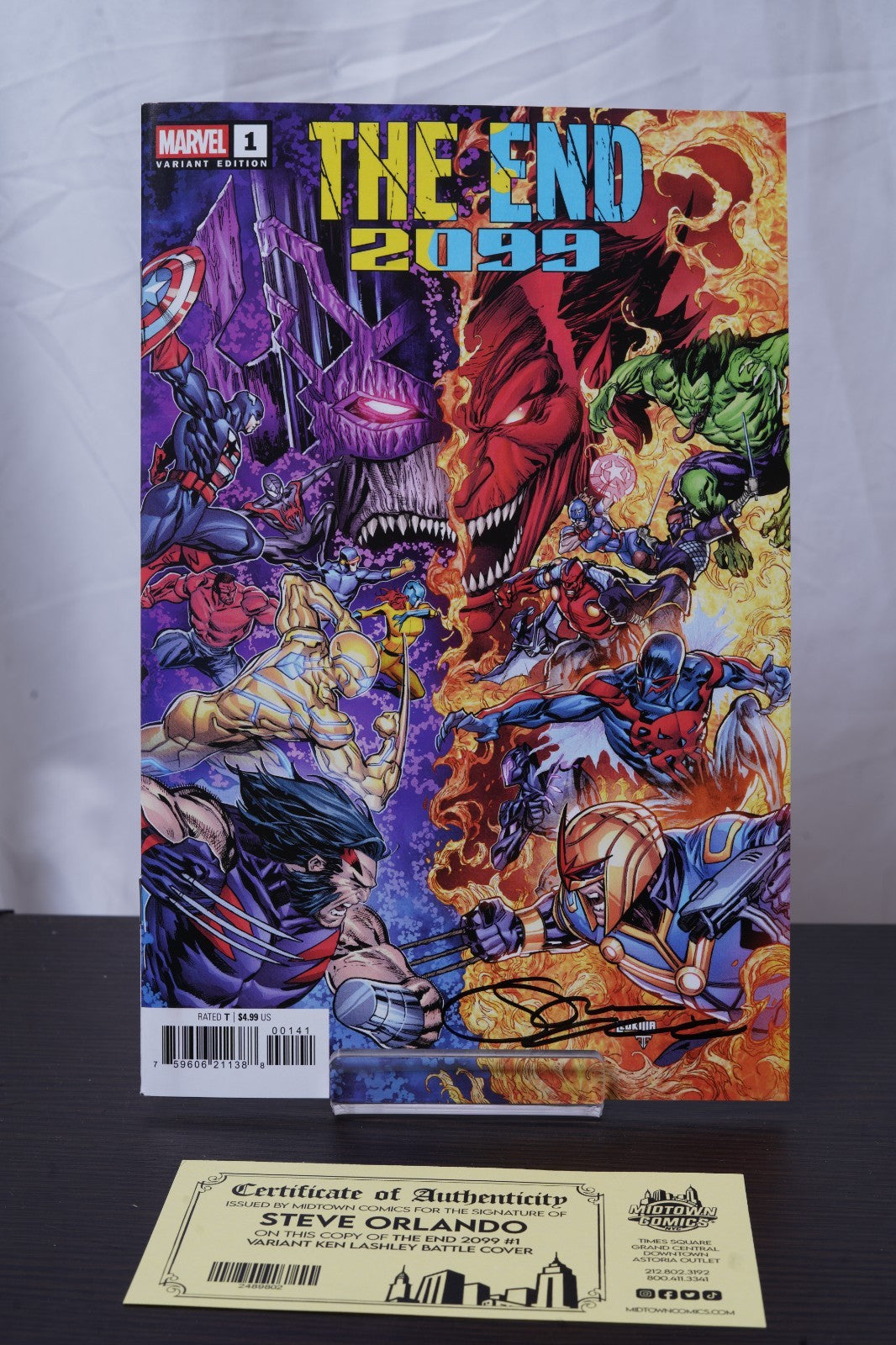 The End 2099 #1 Cover H Variant Ken Lashley Battle Cover Signed By Steve Orlando