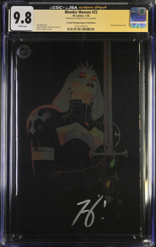 Wonder Woman #25 - 2nd Print FOIL - CGCxJSA 9.8 SIGNED by Tom King