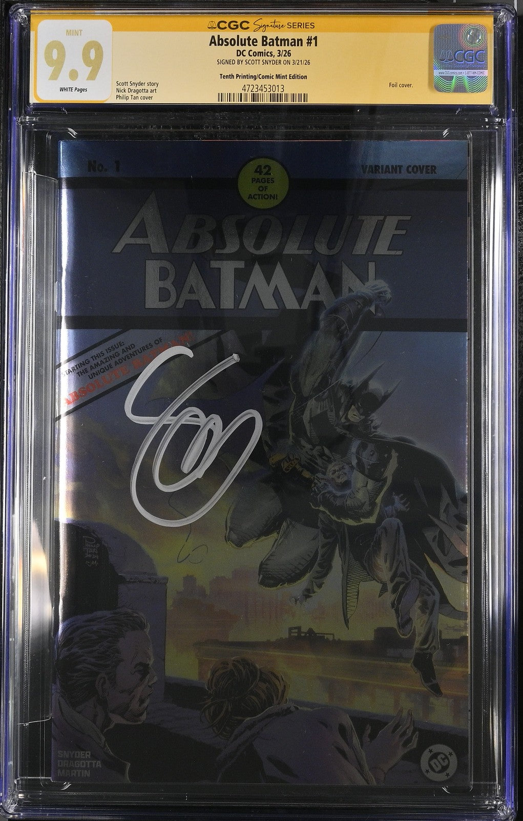 Absolute Batman #1 10th Print Philip Tan Megacon Foil CGC 9.9 Signed by Snyder