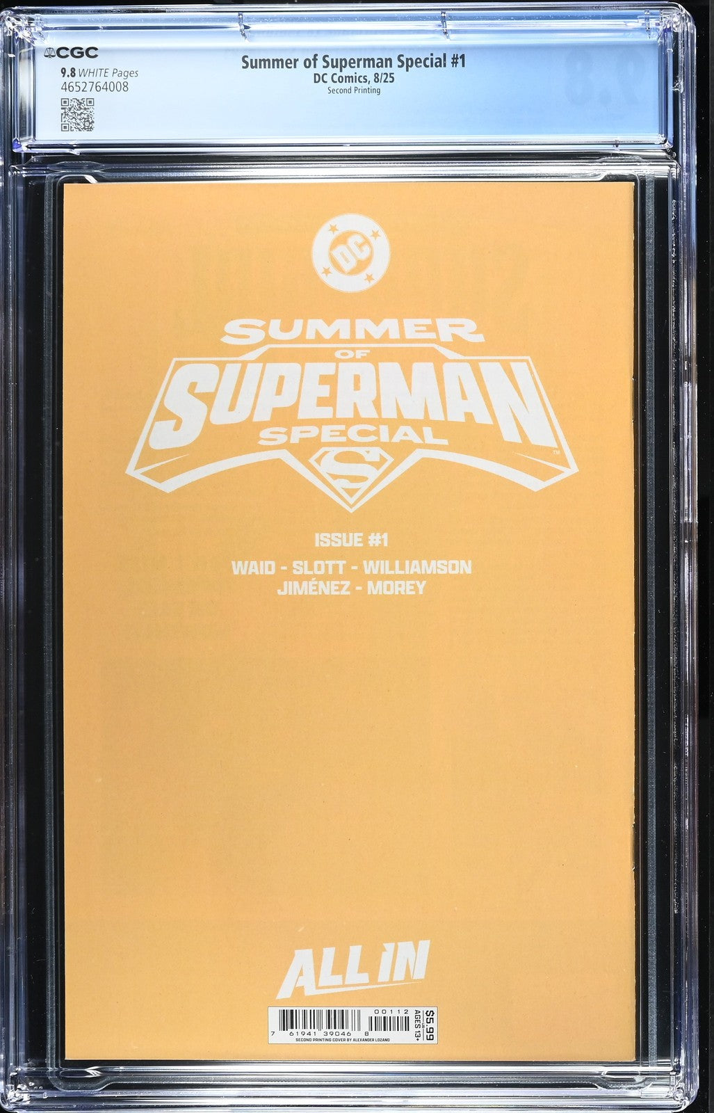 Summer of Superman Special # 1 CGC 9.8 Lozano Supergirl Variant -Second Printing