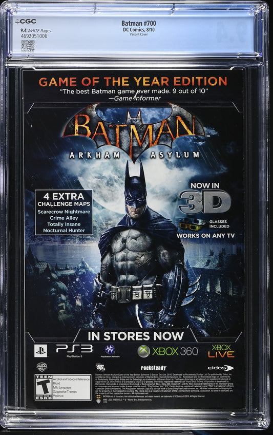 Batman #700 1:25 Mignola Variant  DC Comic 2010 CGC 9.4