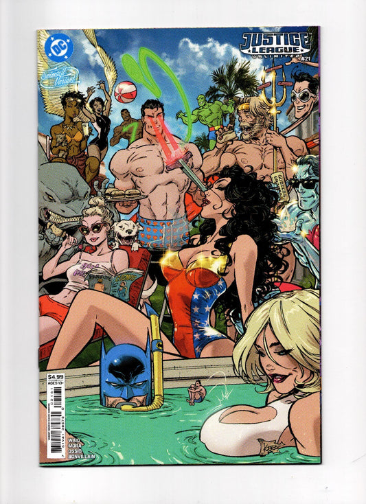 JUSTICE LEAGUE UNLIMITED #21 CVR F KAARE ANDREWS SWIMSUIT CARD STOCK VAR