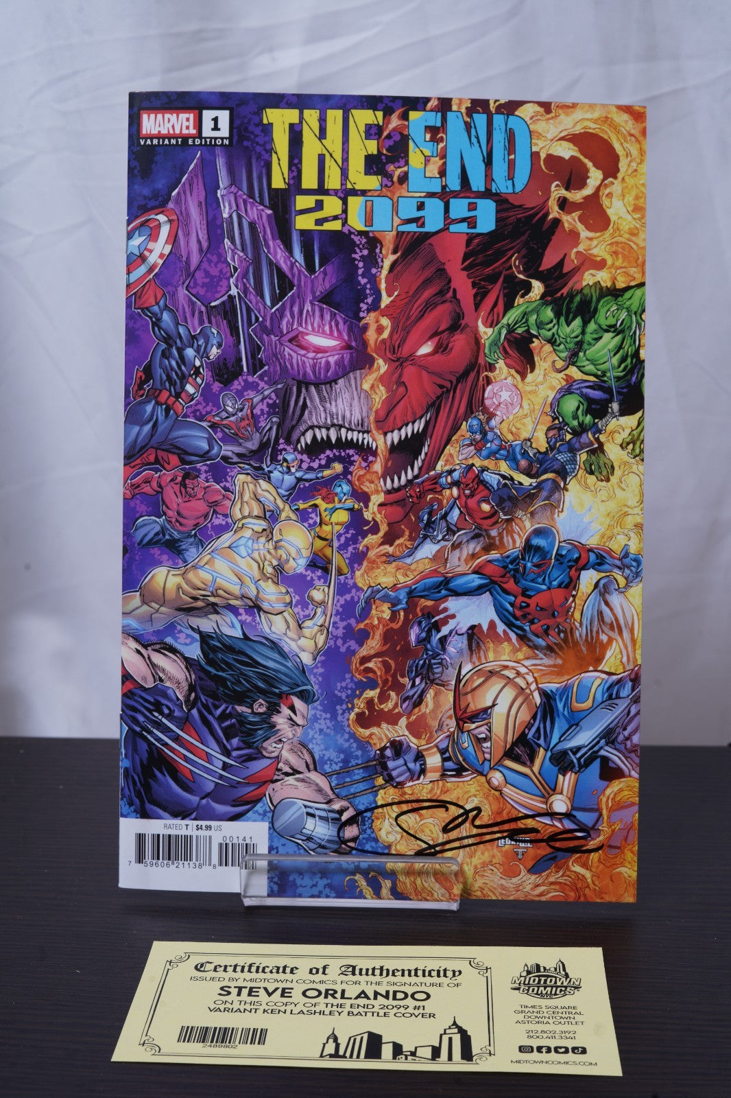 The End 2099 #1 Cover H Variant Ken Lashley Battle Cover Signed By Steve Orlando