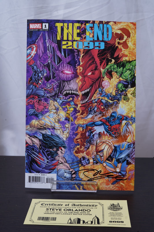 The End 2099 #1 Cover H Variant Ken Lashley Battle Cover Signed By Steve Orlando