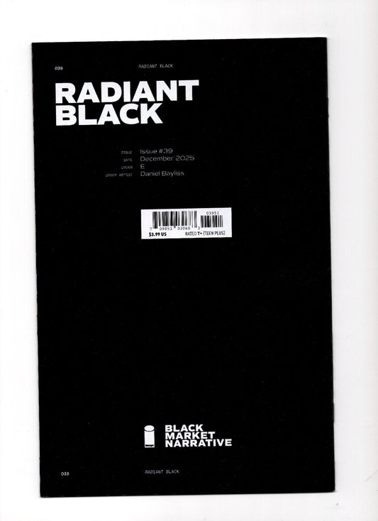 RADIANT BLACK #39 CVR E DANIEL BAYLISS YOUNGBLOOD TEAM UP B&W VIRGIN VAR