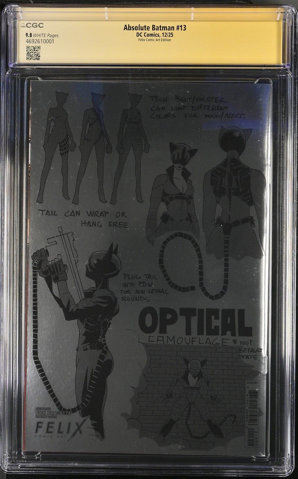 Absolute Batman #13 CGC 9.8 Felix Signed Snyder & Dragotta with Sketch/Remark