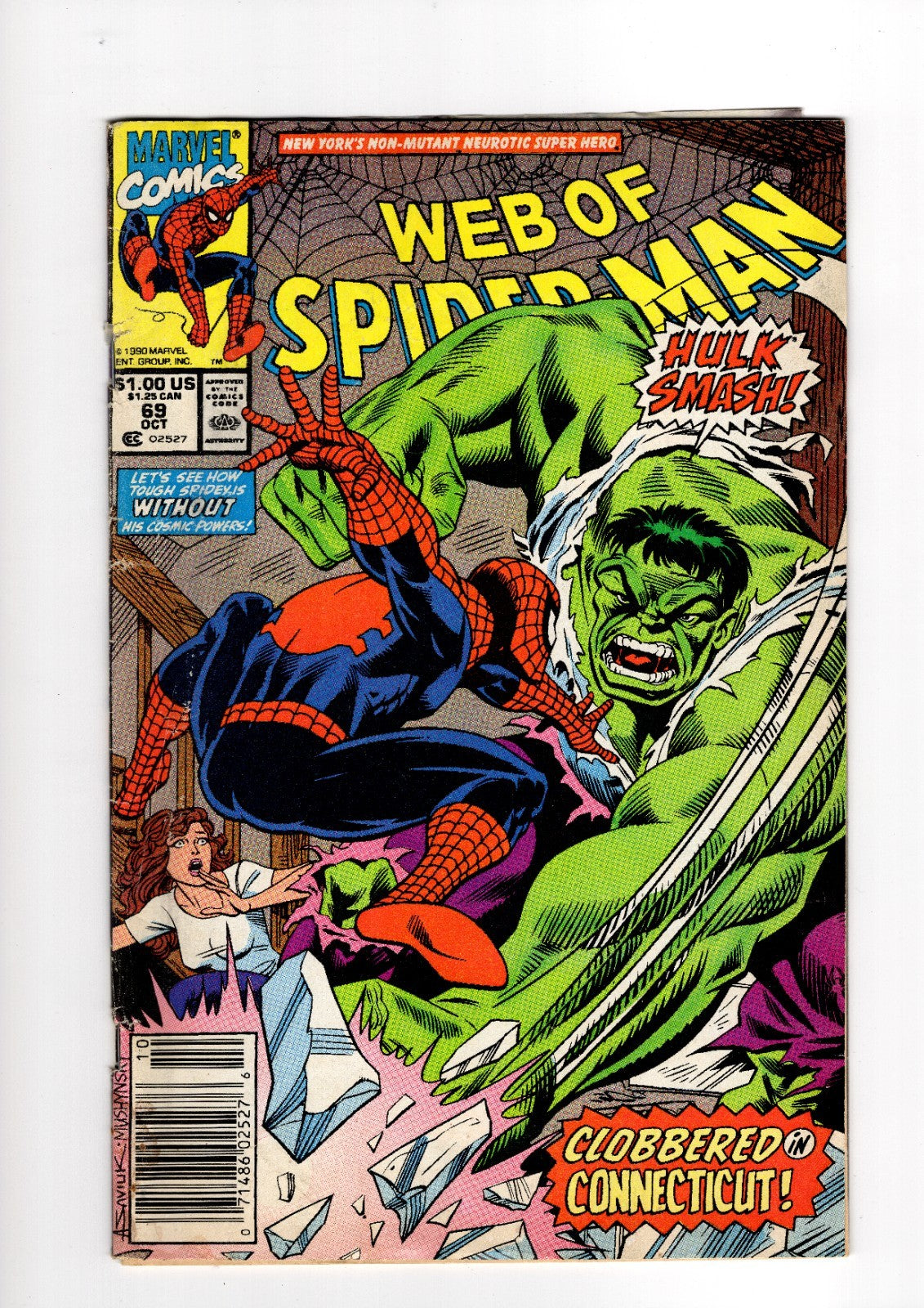 Spider-Man Marvel Web Of Spider-Man Issue # 69 October 1990 Hulk