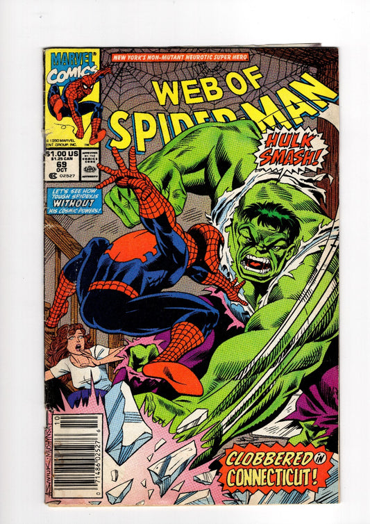 Spider-Man Marvel Web Of Spider-Man Issue # 69 October 1990 Hulk
