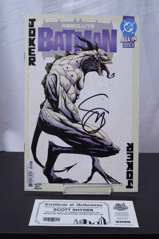 Absolute Batman #15 SIGNED by Scott Snyder with COA Midtown~ 1st Print, Cover A