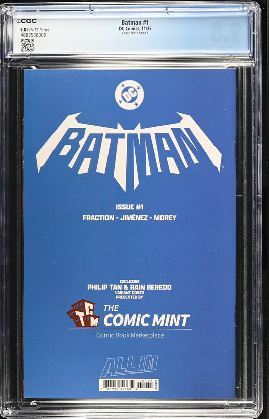 BATMAN #1 TCM PHILIP TAN APPRECIATION VIRGIN VARIANT CGC 9.8